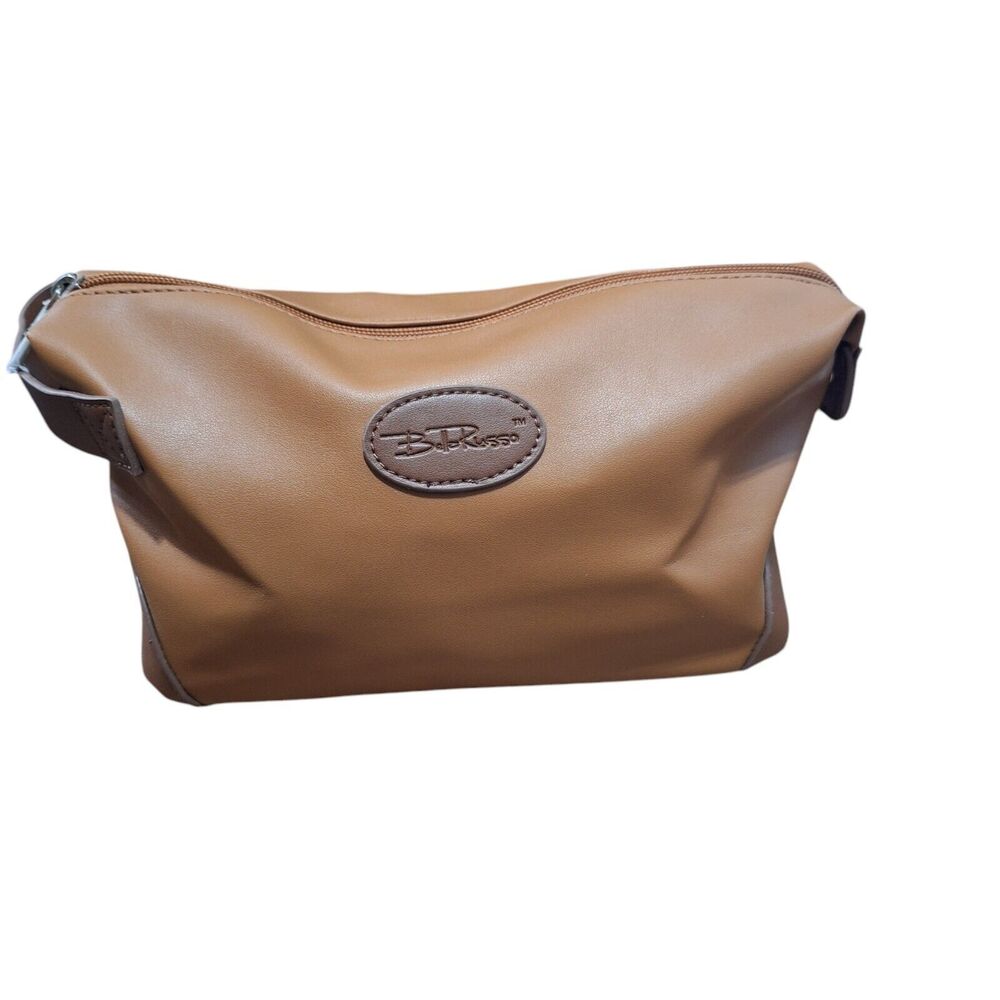 Belle Russo Tan Brown Toiletry Bag Zip Closure Travel Men Women